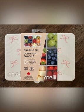 Melii Snackle Box 12 Adjustable Compartments – Pink Bow Print – New 🎀